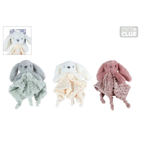 Mini Club Knuffeldoek konijn met relief - 30 cm - 3 kleuren