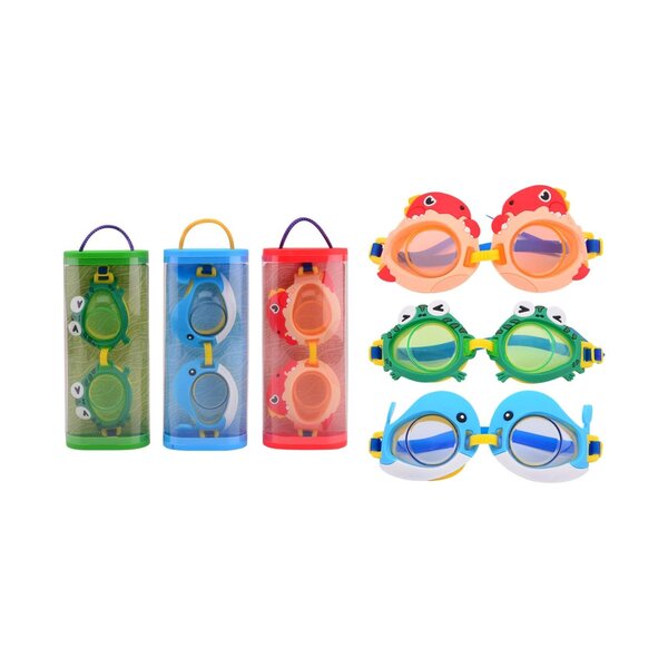 JohnToy Duikbril met dieren figuur in opbergkoker, 3 assorti