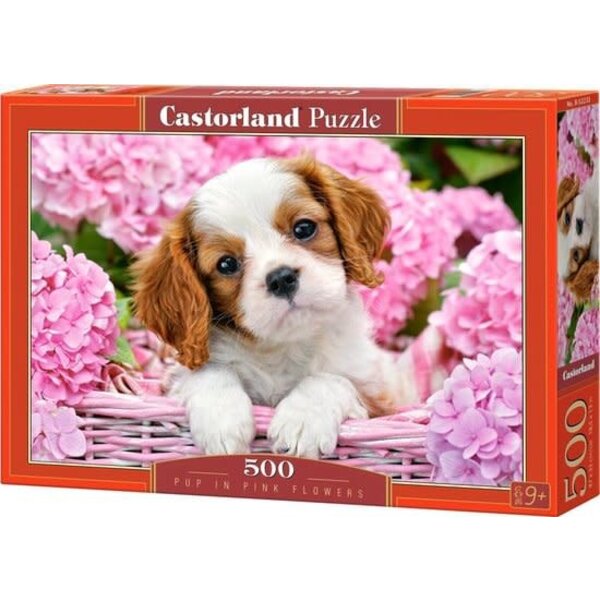 Castorland Pup in pink flowers 500 stukjes