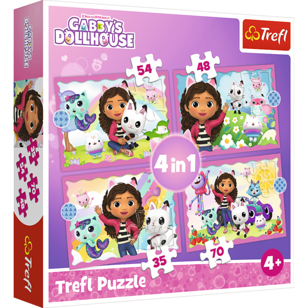 Trefl 4 in 1 puzzel Gabby's Dollhouse - 35/48/54/70 stukjes
