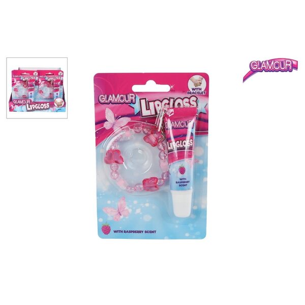 Glamour Lipgloss met frambozensmaak en armband