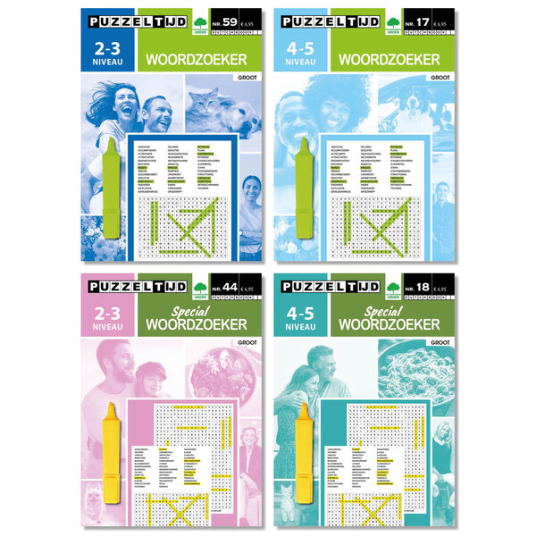 Puzzelboek Woordzoeker - 4 soorten - per stuk