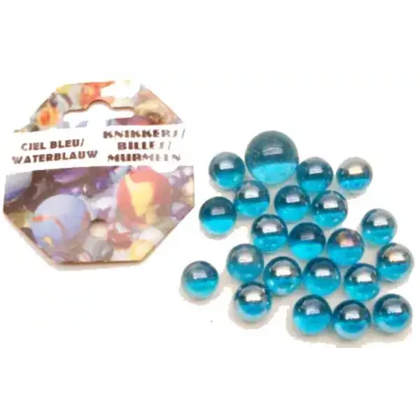 Knikkers 20+1 kristal waterblauw