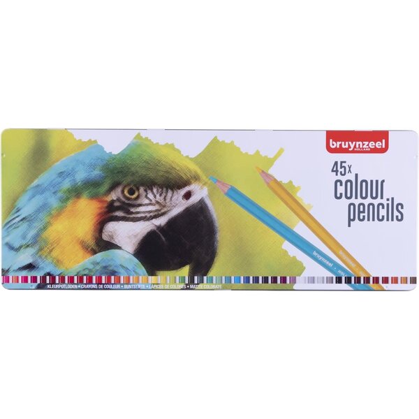 Bruynzeel Kleurpotloden in blik - papegaai - 45 stuks