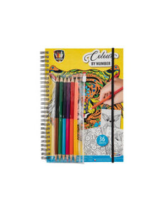  Grafix Kleurboek kleuren op nummer, met potloden