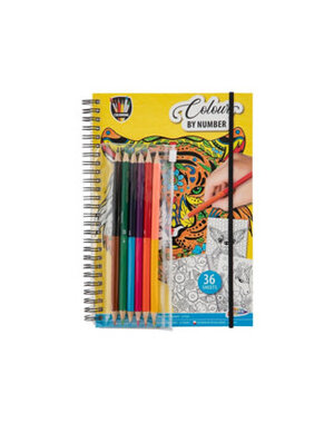  Grafix Kleurboek kleuren op nummer, met potloden