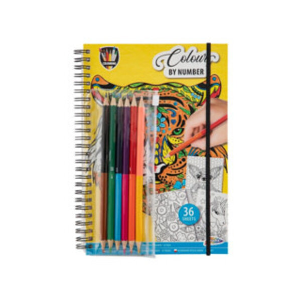 Grafix Kleurboek kleuren op nummer, met potloden
