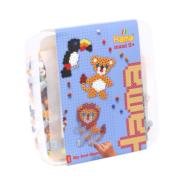 Hama Maxi strijkkralen - 600 stuks  met 2 grondplaten Dieren
