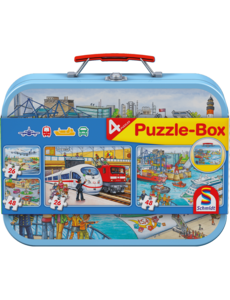Schmidt 4 in 1 puzzelkoffer Verkeer 2x26 en 2x48 stukjes