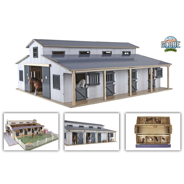 Kids Globe 610311 - Paardenstal met 7 boxen en weiland