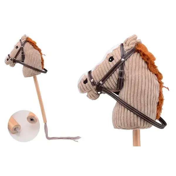 Stokpaard met geluid - bruine rib