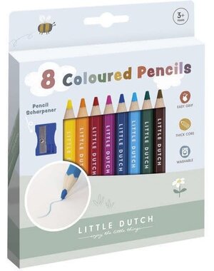 Little Dutch Kleurpotloden 8 korte dikke, met puntenslijper