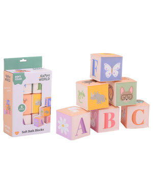JohnToy Happy World zachte blokken in pastelkleuren