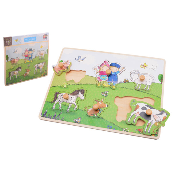 Jouéco Fien en Teun houten knopjespuzzel