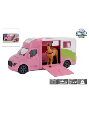 Kids Globe Anemone Paarden truck roze, met licht en geluid