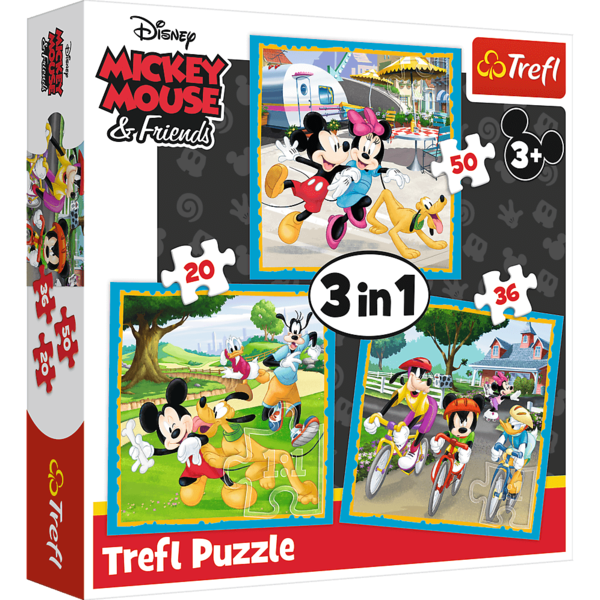 Trefl Mickey and friends 3 in 1 puzzel - 20,36 en 50 stukjes