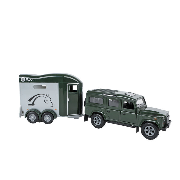 Kids Globe Landrover met paardentrailer Cheval Liberte - met pull back functie