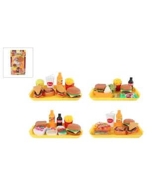  Speelset fastfood Mini Menu 8/9 delig 4ass. - 10x16,5cm