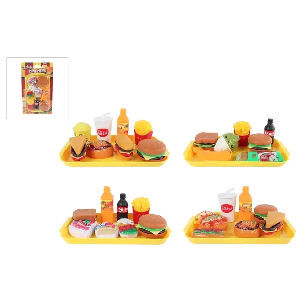 Speelset fastfood Mini Menu 8/9 delig 4ass. - 10x16,5cm