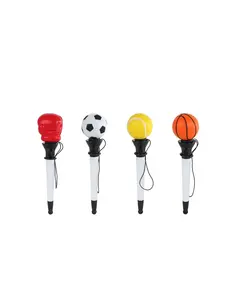  Pen met sportieve topper met vangspel - 4 assortie
