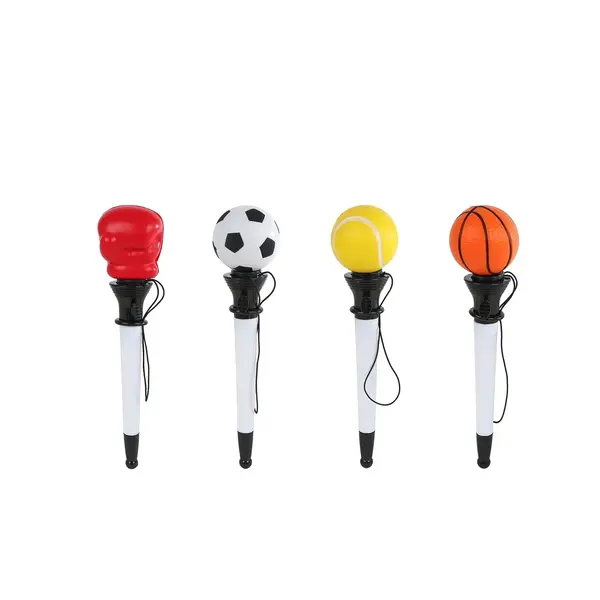 Pen met sportieve topper met vangspel - 4 assortie