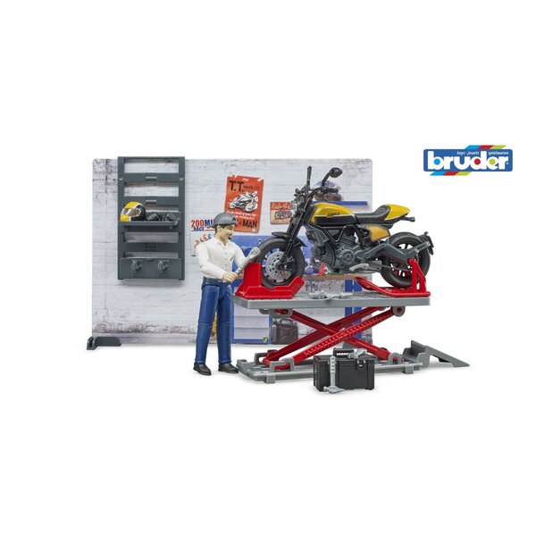 Bruder 62102 - Werkplaats voor motoren met monteur