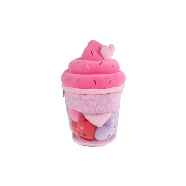 Pluche Ijsjes menu met 4 hartjesknuffels - 36 cm