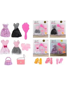  Kledingset met accessoires voor tienerpoppen, 3 soorten - per stuk
