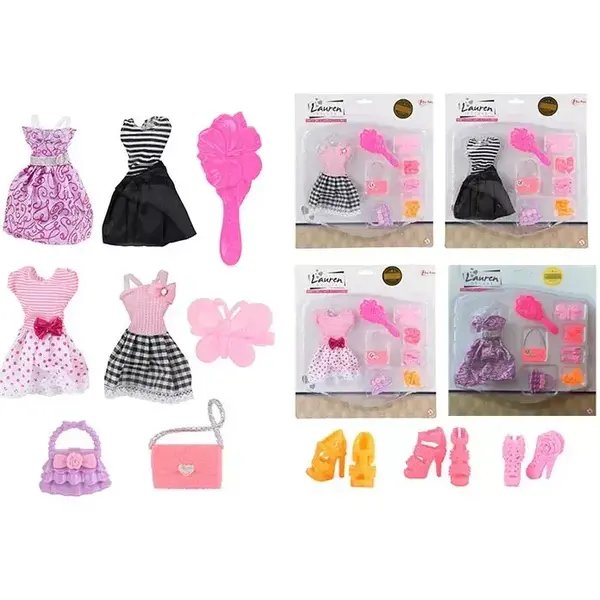 Kledingset met accessoires voor tienerpoppen, 3 soorten - per stuk