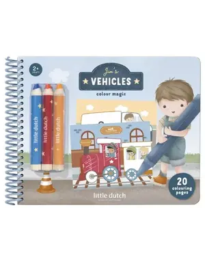 Little Dutch Jim's kleurboek voertuigen met kleurpotloden