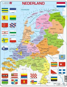  Larsen puzzel Nederland met provincies en vlaggen - 48 stukjes