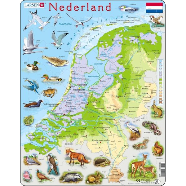 Larsen puzzel Nederland met dieren - 68 stukjes