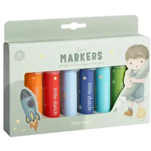 Little Dutch Jim's dikke viltstiften - 8 stuks heldere kleuren