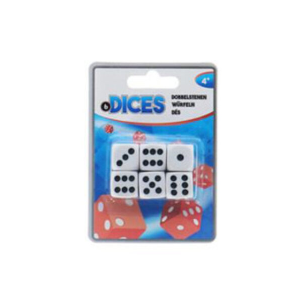 Dobbelstenen - 6 stuks wit