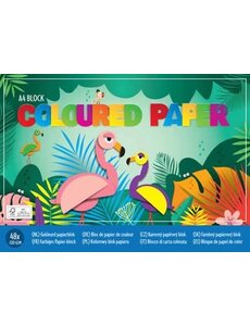  Gekleurd papier, 48 vellen A4, 80 gr. Flamingo