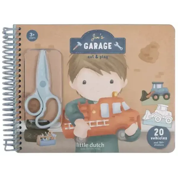 Little Dutch Jim's knutselboek Garage, met schaar