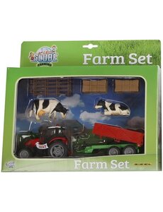 Kids Globe Farm tractorset met koeien en toebehoren
