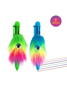  6 - kleuren pen met grappig  fluffy haar