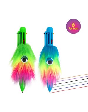  6 - kleuren pen met grappig  fluffy haar