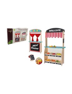 Jouéco Winkel en Poppenkast 2 in 1, met accessoires