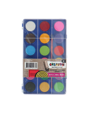 Creafun Waterverf tablet met penseel 18 kleuren