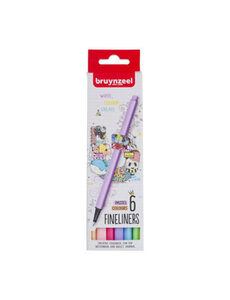 Bruynzeel Fineliner set 6 kleuren pastel