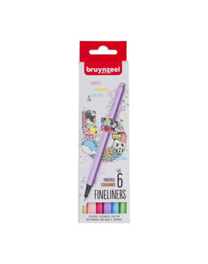 Bruynzeel Fineliner set 6 kleuren pastel