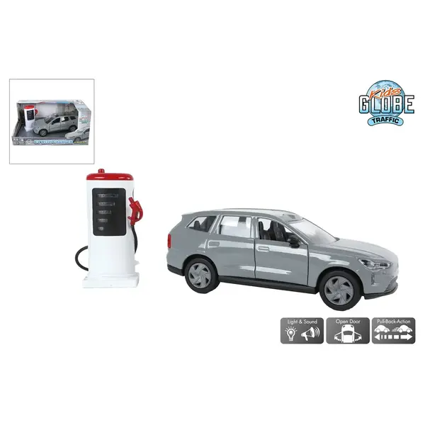 Kids Globe Volvo EX90 met oplaadpaal  - met licht, geluid en pull back functie