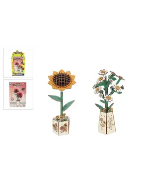  Knutselset maak je houten bloemen - 4 soorten - 20,5 cm - per stuk