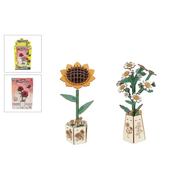 Knutselset maak je houten bloemen - 4 soorten - 20,5 cm - per stuk