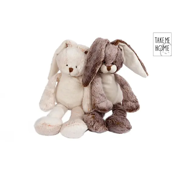 Take me Home Konijn pluche zittend - 2 assortie 19-29 cm