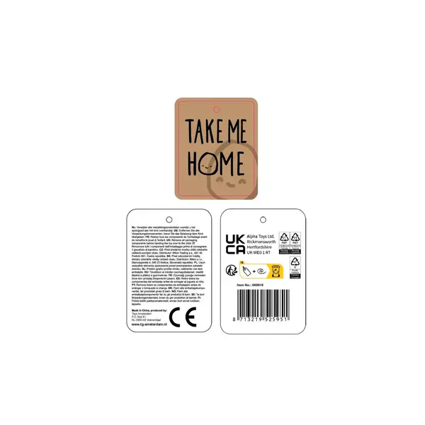 Take me Home Pluche hond of poes in mandje - 12 cm, 3 ass.