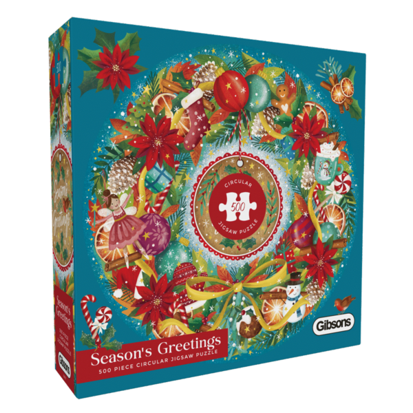 Gibsons Seasons Greetings ronde puzzel - 500 stukjes