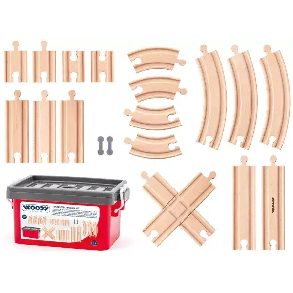 Woody Treinbaan uitbreiding rails - 20 delig